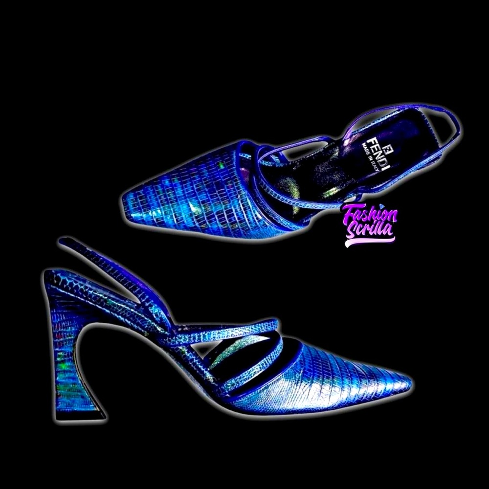 Fendi Python Design Leather Y2k Rainbow Blue Irid… - image 6